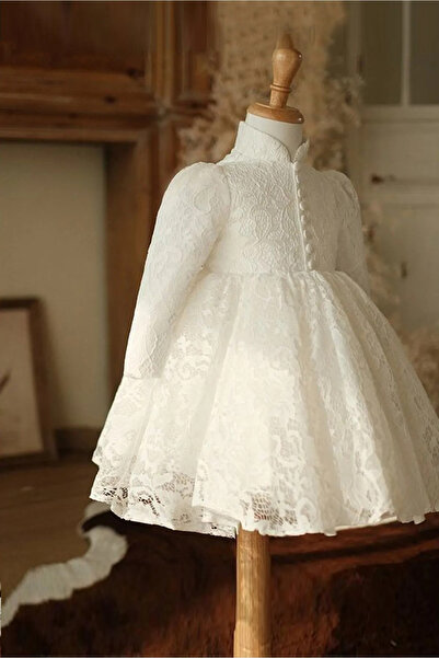 META MODA فستان بناتي لوليتا من الدانتيل فستان الأميرة بأكمام طويلة مع فيونكة لحفلات الزفاف Elbi̇se