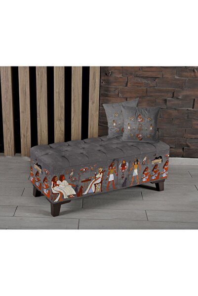 Armi Puf Ramses Desenli Sandıklı Puf +2 Kırlent