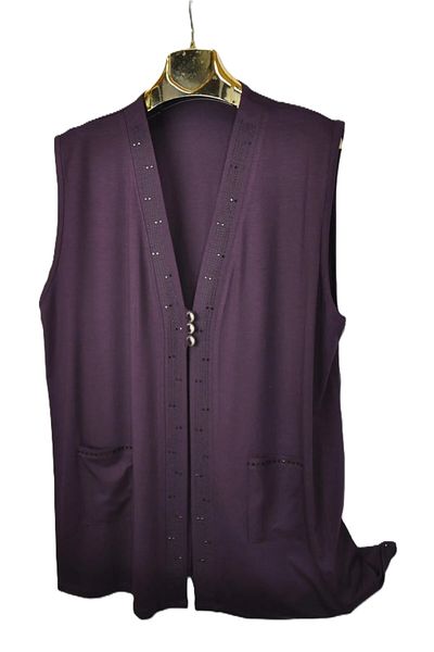 elma abone Large Size Combed Cotton Jewelled Short Vest