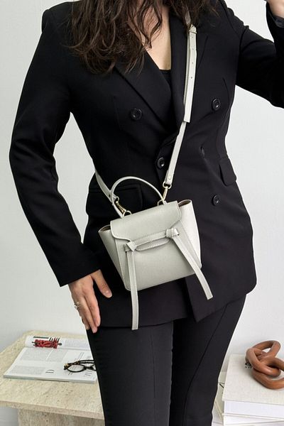 LEONAS Mini Women's Hand and Shoulder Bag - Gray Florence Knot Edge