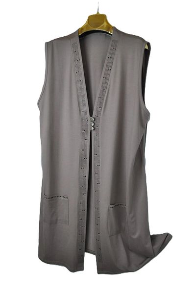 elma abone Large Size Combed Cotton Jewelled Long Vest