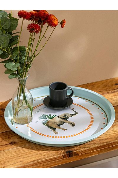 LC Waikiki Lcw Home Elephant Printed Metal Tray 34 cm