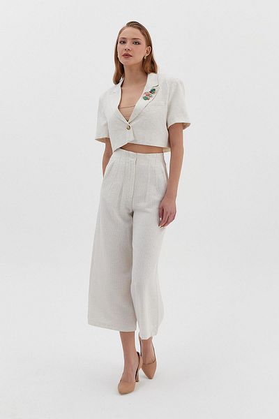 Nish&Chic Half Sleeve Linen Crop Jacket