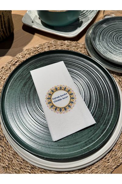 busrasdesign Abundance on the Table - Peace Printed 16-Piece Napkin