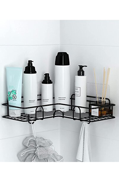 ALMUFARREJ رف زاوية لتنظيم الحمام باللون الأسود مع علاقة جانبية