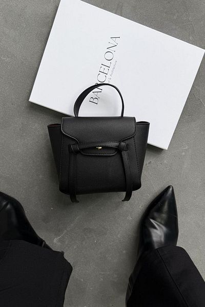 LEONAS Mini geantă de mână și de umăr pentru femei - Florence Black Knot Edge
