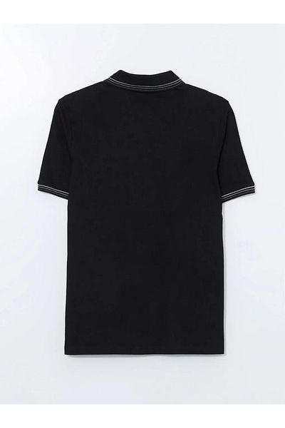LC Waikiki Ανδρικό μπλουζάκι SOUTHBLUE μαύρο πόλο με κοντό μανίκι Pique