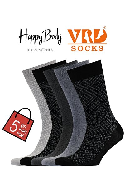 Happy Body Bambu Erkek 5'Li Özel Kutulu  Soket Desenli  Yıkamalı Kumaş Sımaya...