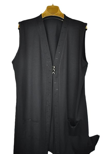 elma abone Large Size Combed Cotton Jewelled Long Vest