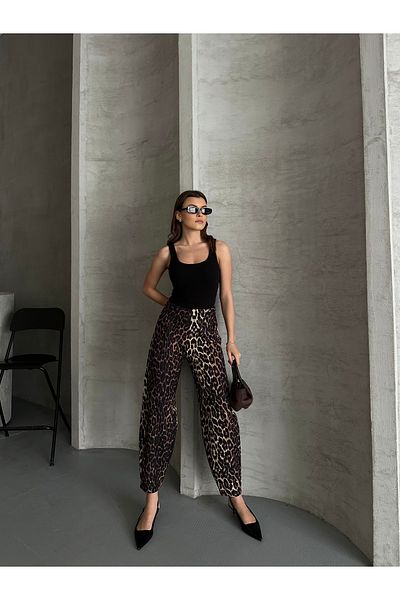 MevaMoss Pantaloni cu balon model Shalwar cu model leopard
