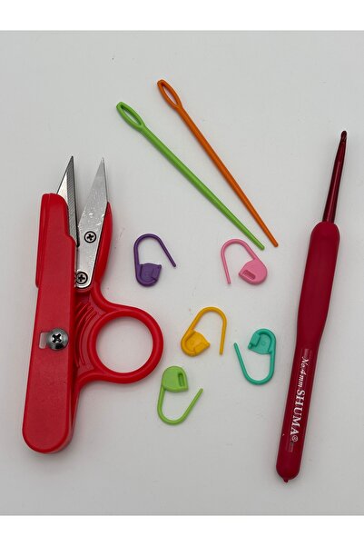 kumasfabrik Shuma No:4mm Silikon Saplı Tığ+2 Adet Plastik iğne+5 Adet ilmek i...