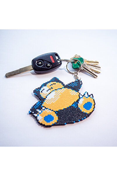 NADO DEKOR Piksel görünümlü Pokemon Snorlax Anahtarlık