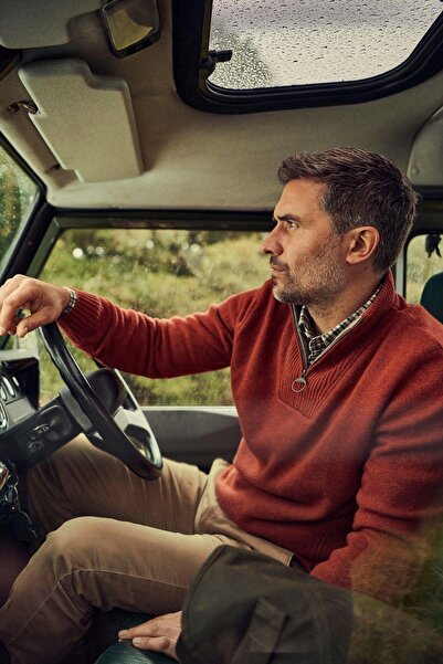 Barbour Pullover Nelson Yarım Fermuar Kazak Re71 Brıck Red