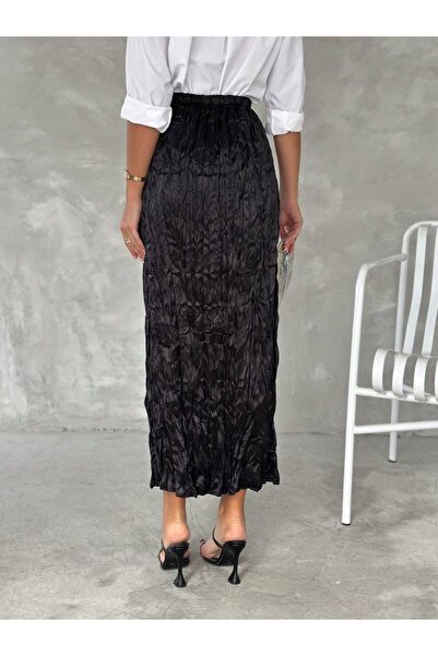 Cistern İstanbul Жіноча чорна довга атласна спідниця з краєм