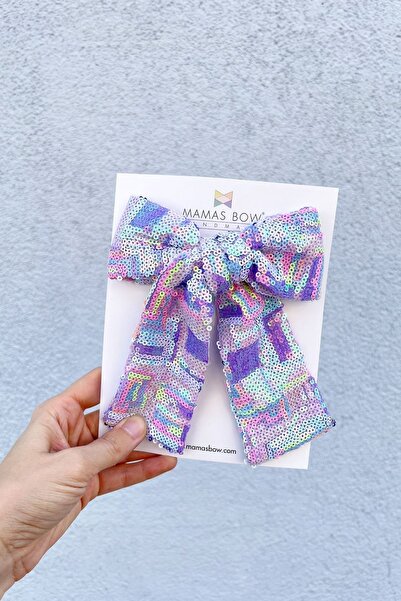 MAMASBOW Çocuk Ve Yetişkin Lila Geometric Payetli Toka