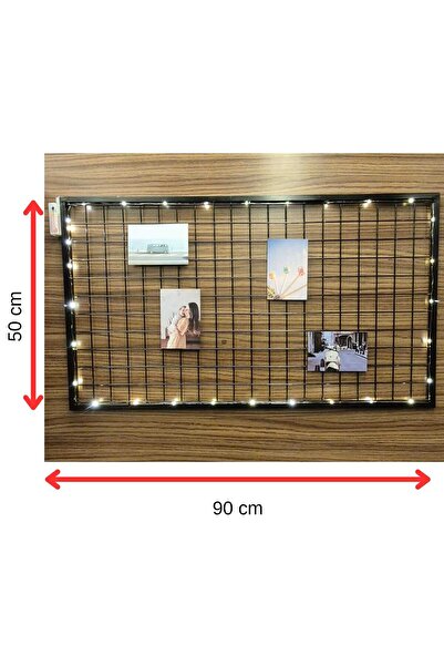 ÖR-AS TEL ÖRGÜ & PANEL ÇİT SİSTEMLERİ Fotoğraf Askısı Tel Duvar Panosu ( - Çerçeveli + Led 'li -) 50 x 90 cm
