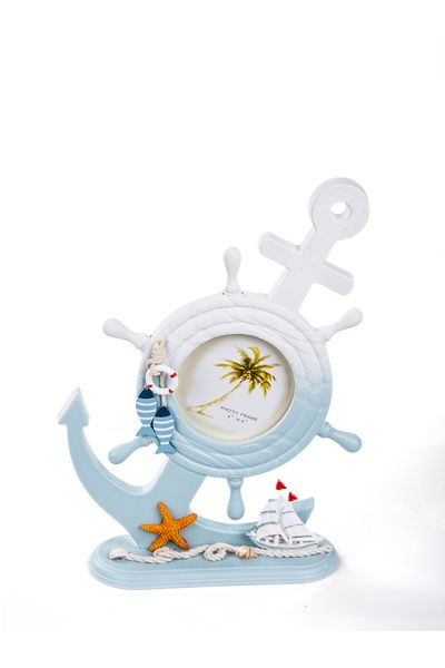 MUKKO HOME Marine Anchor Rudder Marine Themed Wooden Photo Frame Trinket Office Decoration 31,5cm