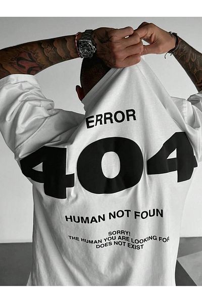 PALPİTO Ανδρικό μπλουζάκι με στάμπα Oversize White Error 404
