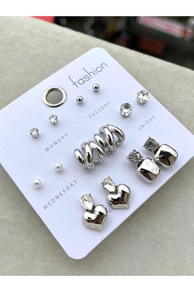 Modadiro Modern Steel Earrings Set (Siver Tenor)