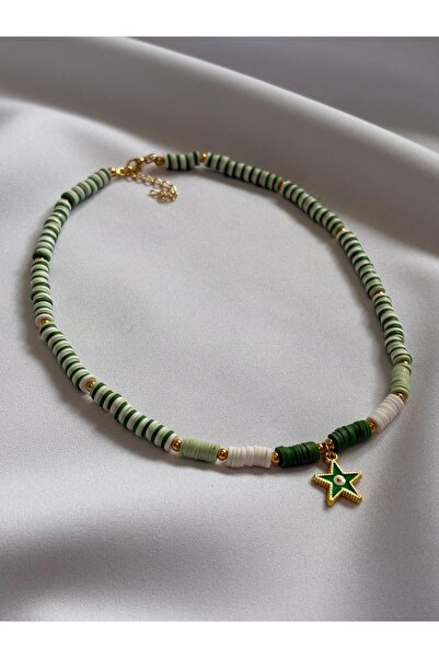 Bestofcase Yeşil Yıldız Detaylı Fimo Kolye