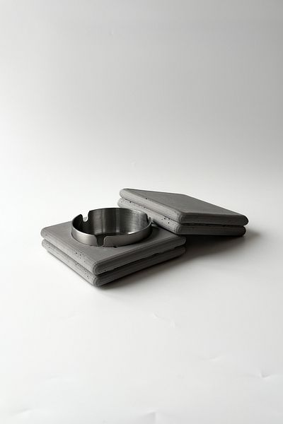 sin istanbul Square Bubble Steel Ash Tray with Gray Lid