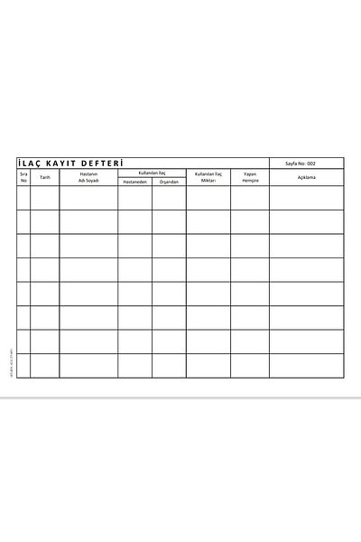 Gülşen Kırtasiye Medicine Registration Book