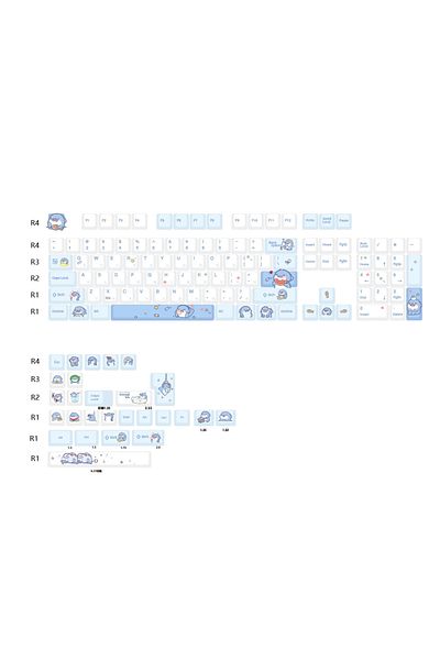 Choice English 131 Keys Cute Shark Theme Keycaps Cherry Profile PBT Customized DIY Key Caps Kit for Mechani