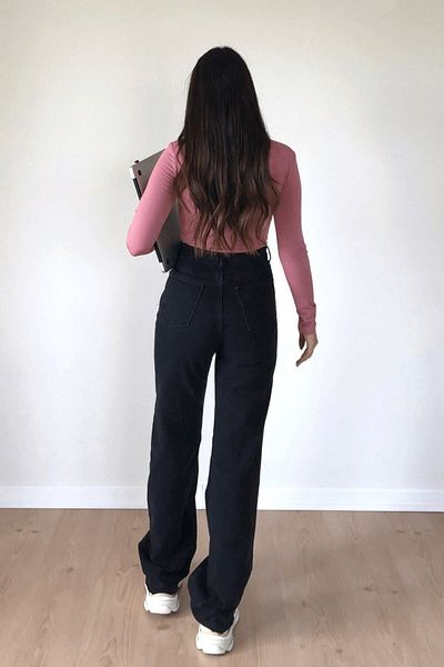 LİMABEL Rukiye Milano Black High Waist Loose Pants - Wide Leg and Loose Leg 2025