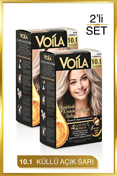 Voila Kadın 2'li Paket Keratin Kalıcı Küllü Açık Sarı 10.1 Saç Boyası