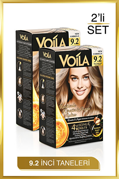 Voila Kadın 2'li Paket Keratin Kalıcı Inci Taneleri 9.2 Saç Boyası