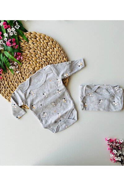 minço bebe Yenidoğan Köpek Baskılı Çıtçıtlı Kız Erkek Bebek Body %100 Pamuk E...
