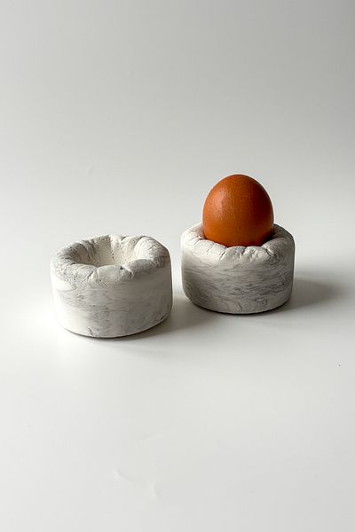 sin istanbul Marble Patterned 2-Piece Pouf Egg Bowl