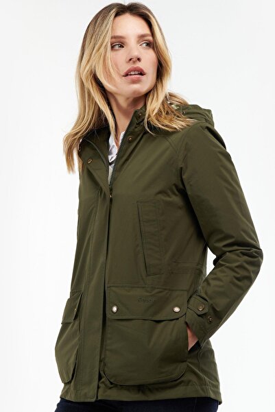 Barbour Clyde Waterproof Ceket OL51 Olive-Olive Pink Tartan