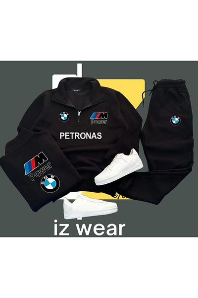GBRO New Season Bmw Petronas Printed Half Zip Sweatshirt- Sweatpants 3 Thread Combination