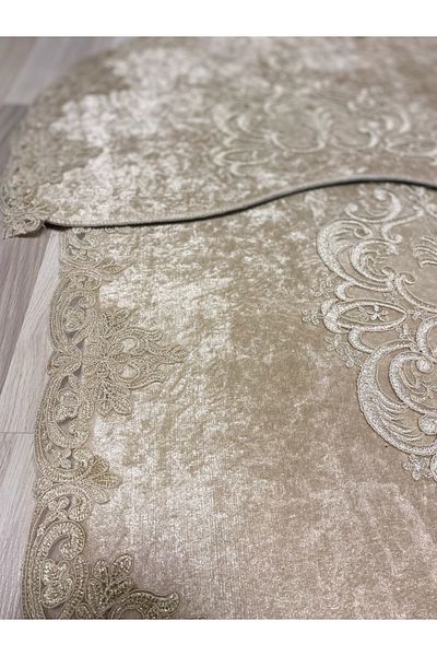 FeelHome Milas 3-Pece Super Luxury Οβάλ Σετ Χαλάκι Μπάνιου - Αντιολισθητική Βάση, Απορροφητικό Καφέ