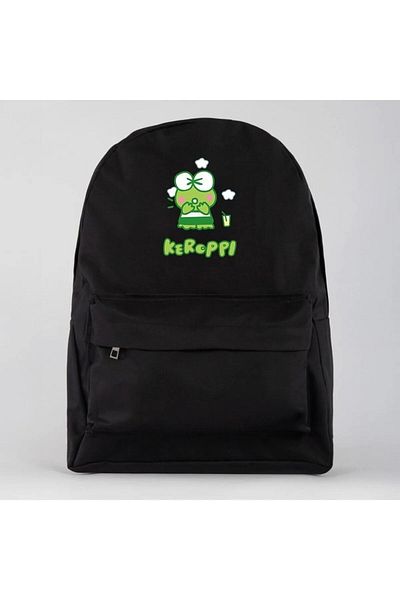weywot Black Keroppi Printed School Bag Backpack