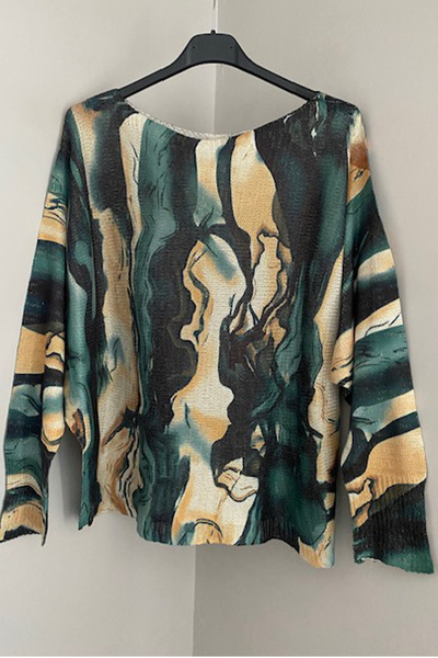 AYASOFYA OTANTIK Жіноча італійська блуза з довгими рукавами, з ефектом мерехт...