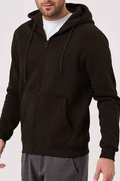 ruNadeS Brown Plain Unisex Oversize (3 Pieces) Thick Fleece Cardigan