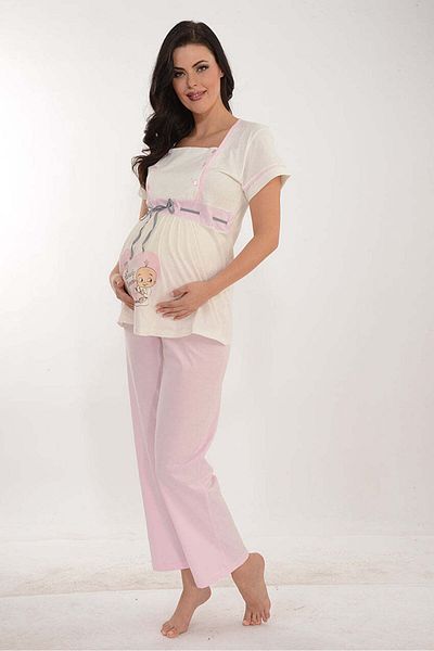 LORIAN'S 3-Piece Maternity Pajama Set (100% Cotton) - m