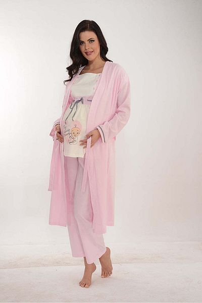LORIAN'S 3-Piece Maternity Pajama Set (100% Cotton) - m