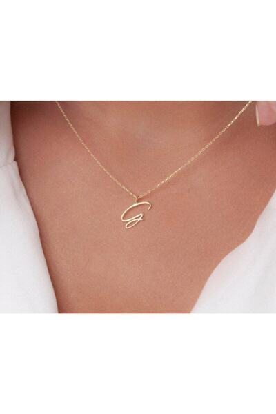 Genel Markalar G Baş Harfli 24 Ayar Has Altın Kaplama Gümüş Kolye 925k