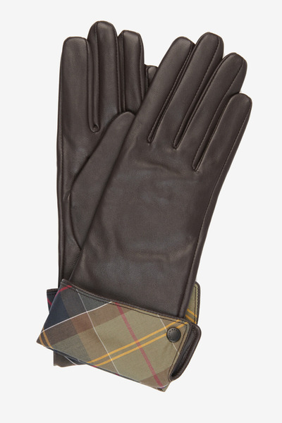 Barbour Lady Jane Leather Eldiven Br11 Choc With