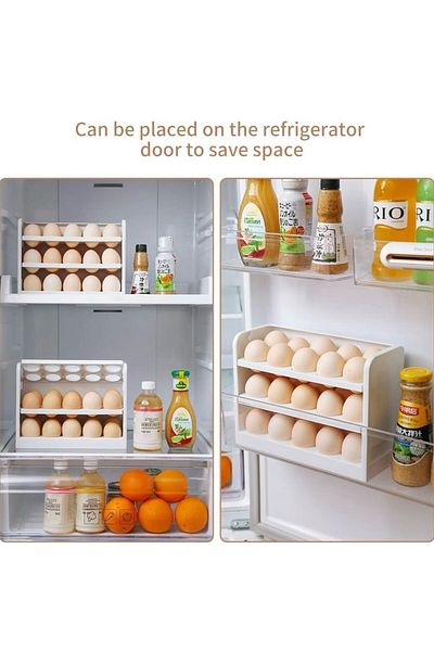 Generica The egg holder can be placed on the refrigerator door or on the shelves from the inside. Measurement is in the picture.