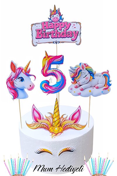 telaşe memuru 5 Year Old Unicorn Cake Topper - 5 Year Old Unicorn Birthday Co...