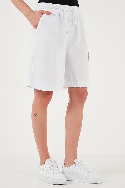 Lela Cotton Standard Fit Normal Waist Tie Pocket Shorts Shorts 668Yp5326