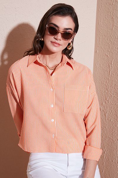 Lela Regular Fit Striped Chest Pocket Textured Shirt Shirt 6772870
