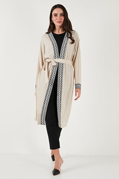 Lela Modest Regular Fit Bağlamalı Nakışlı Tesettür Uzun Kimono Hırka HIRKA 5866173