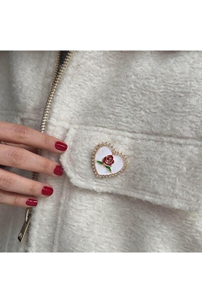 Alice İsstanbul Vintage Kalp Güllü Broş