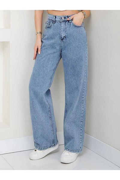 LİMABEL Rukiye Milano Pamela Oslo Albastru deschis Snow Wash Power Lycra Talie super înaltă Loose 2025