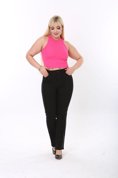 Stilys jeans Gamze Fashion Butik Large Size Side Stone Pipe Legge Jeans Pants